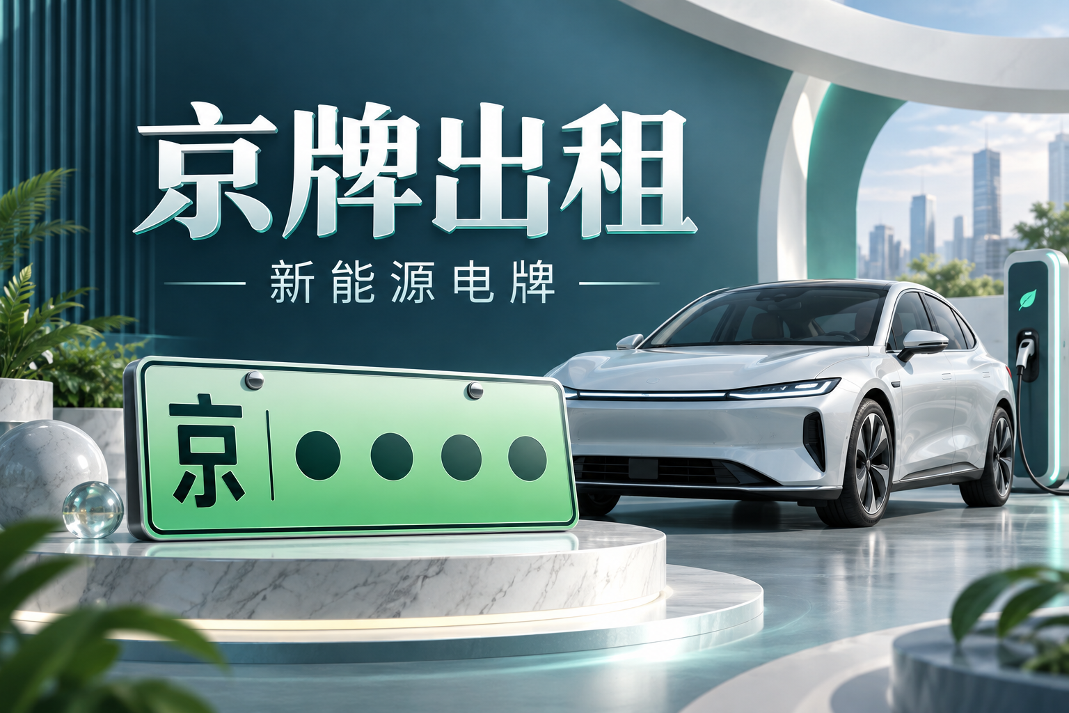 京牌出租主题示意:绿色新能源京牌与电动汽车